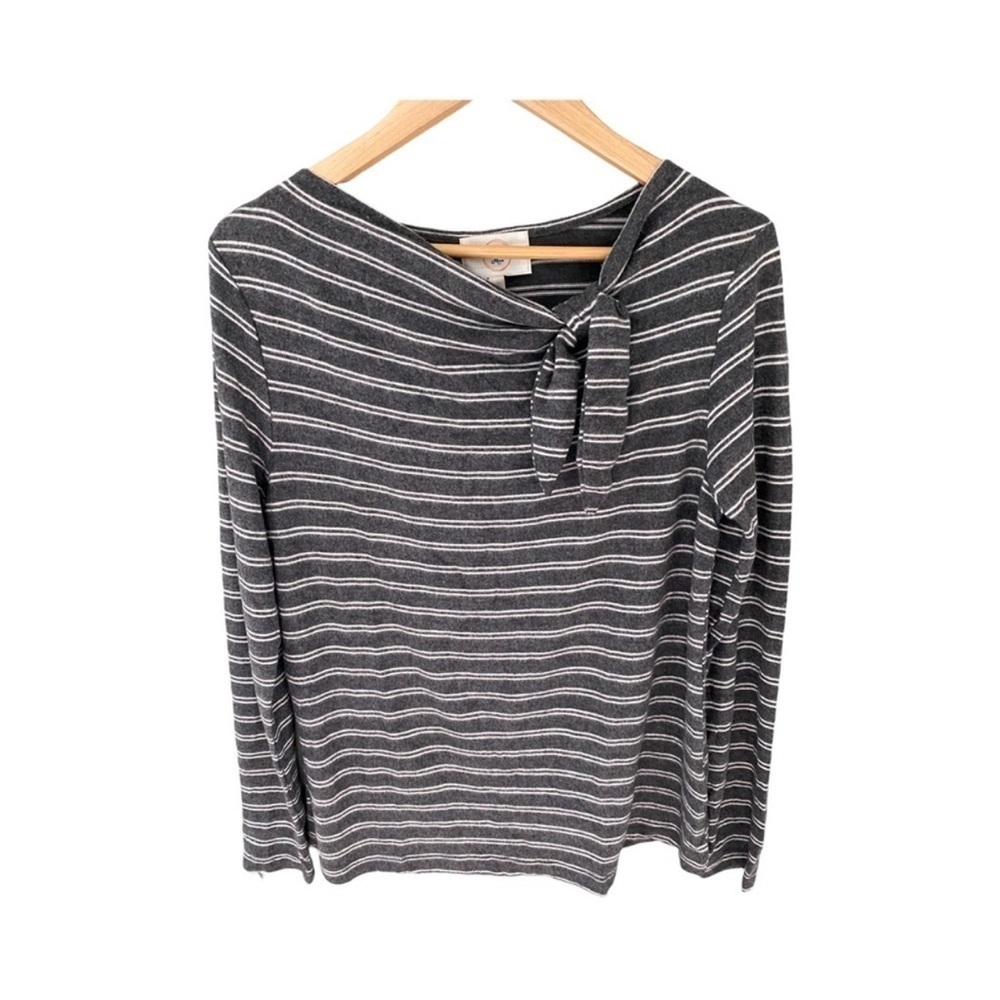 Anthropologie Ella Mara Gray Stripe Long Sleeve Top NWT Size XS